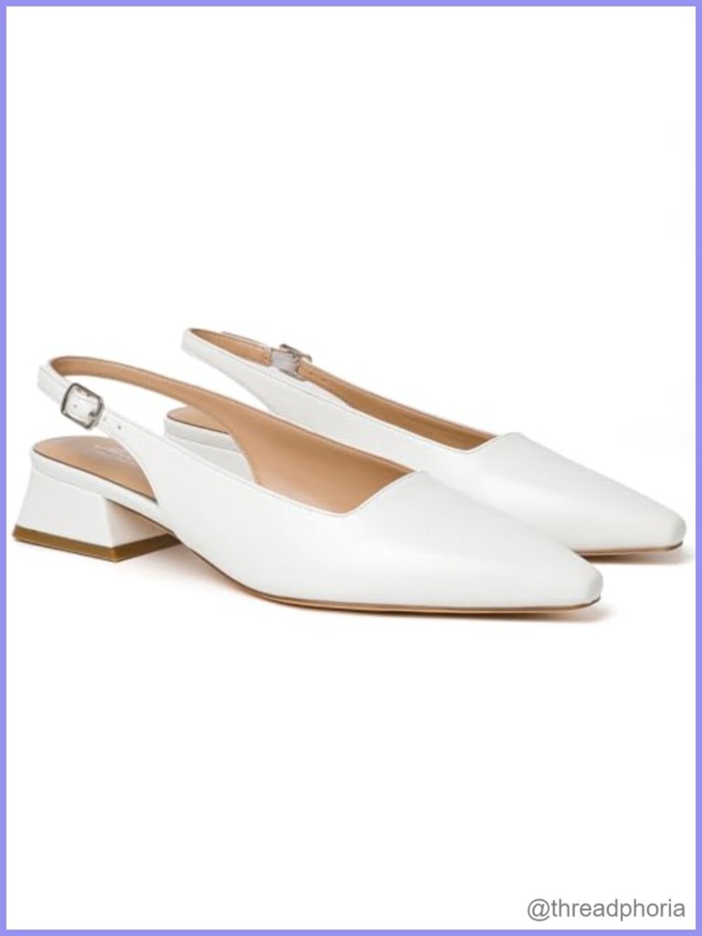 Womens Faux Leather Slingback Block Heel Pumps Square Toe Work Dress Shoes